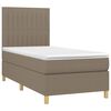vidaXL Cama box spring colch&oacute;n y luces LED tela gris taupe 90x190 cm