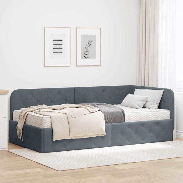 vidaXL Estructura de cama en esquina Gris oscuro 90 x 200 cm