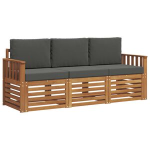 vidaXL Juegos de sof&aacute;s con coj&iacute;n 3 pcs Natural y Antracita