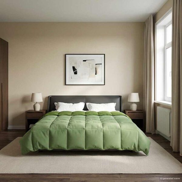 vidaXL Edred&oacute;n de Todo el A&ntilde;o Acolchado Verde 240 x 260 cm Microfibra