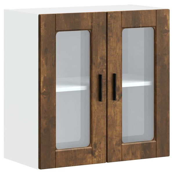 vidaXL Armario de pared para cocina puerta cristal Porto roble ahumado