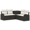 vidaXL Juego de Sof&aacute; 5 uds. Negro y Blanco Crema
