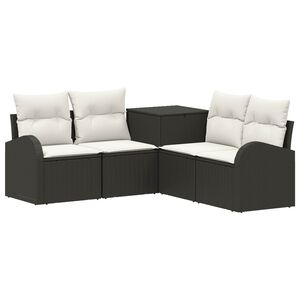 vidaXL Juego de Sof&aacute; 5 uds. Negro y Blanco Crema