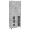 vidaXL Aparador alto madera contrachapada gris hormig&oacute;n 69,5x34x180 cm