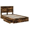 vidaXL Cama con almacenamiento con cabecera Roble ahumado 120 x 200 cm