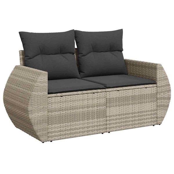 vidaXL Set muebles jard&iacute;n 9 pzas y cojines rat&aacute;n sint&eacute;tico gris claro