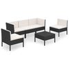 vidaXL Set de muebles de jard&iacute;n 6 pzas y cojines rat&aacute;n sint&eacute;tico negro