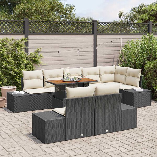 vidaXL Conjunto de sof&aacute; de jard&iacute;n 9 pcs Negro Polirat&aacute;n