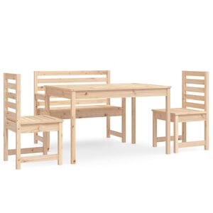 vidaXL Juego de comedor de jardín 4 piezas madera maciza de pino