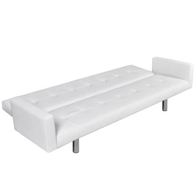 vidaXL Sofá cama con reposabrazos de cuero artificial blanco