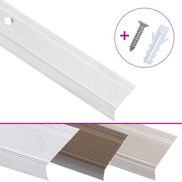 vidaXL Perfiles de pelda&ntilde;os forma de L 15 uds aluminio plata 100 cm