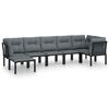 vidaXL Juego de muebles de jard&iacute;n 7 pzas rat&aacute;n sint&eacute;tico negro y gris
