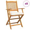 vidaXL Silla Plegable 8 uds. Blanco Madera maciza de Acacia