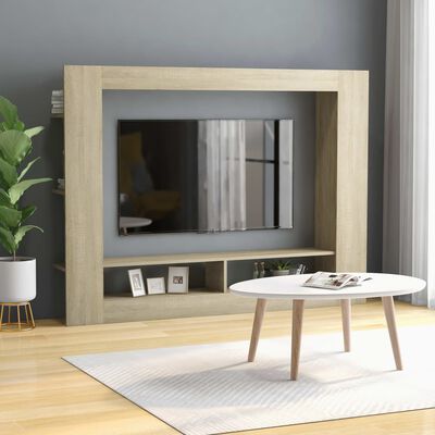 vidaXL Mueble de TV madera contrachapada color roble 152x22x113 cm