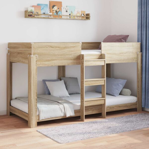 vidaXL Cama Litera para Ni&ntilde;os con colch&oacute;n Roble Sonoma 100 x 200 cm