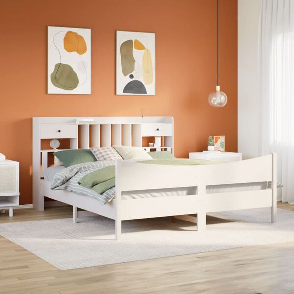 vidaXL Cama sin colchón madera maciza de pino blanca 180x200 cm
