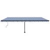 vidaXL Toldo autom&aacute;tico LED sensor de viento azul y blanco 600x350 cm