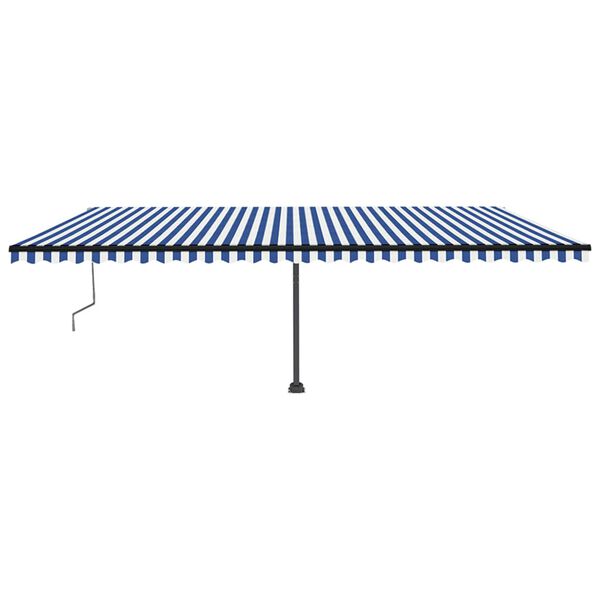 vidaXL Toldo autom&aacute;tico LED sensor de viento azul y blanco 600x350 cm
