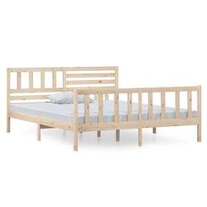 vidaXL Estructura cama doble peque&ntilde;a madera maciza 135x190 cm