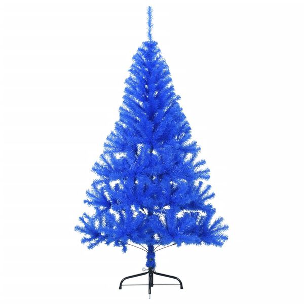 vidaXL Medio &aacute;rbol de Navidad artificial con soporte PVC azul 120 cm