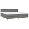 vidaXL Cama box spring con colch&oacute;n y LED tela gris oscuro 200x200 cm