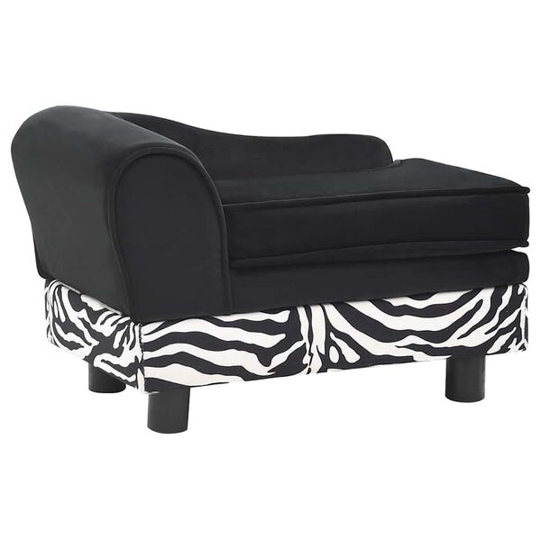 vidaXL Sofá para perros felpa negro 57x34x36 cm