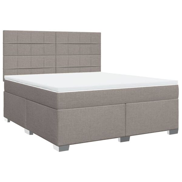 vidaXL Cama box spring con colch&oacute;n tela gris taupe 180x200 cm