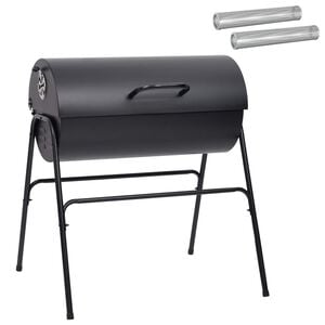 vidaXL Parrilla de barril con 2 rejillas de cocci&oacute;n 3 uds. Metal Negro
