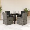 vidaXL Set comedor de jard&iacute;n 5 piezas con cojines rat&aacute;n sint&eacute;tico gris