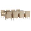 vidaXL Set comedor de jard&iacute;n 9 pzas con cojines rat&aacute;n sint&eacute;tico beige