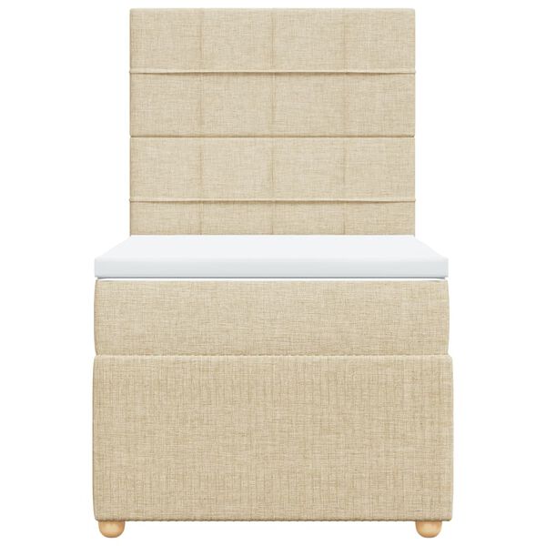 vidaXL Cama box spring con colch&oacute;n tela color crema 100x200 cm