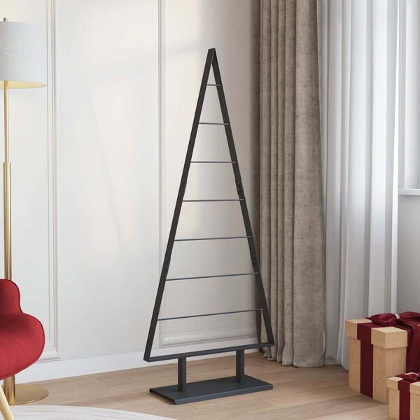 vidaXL Árbol de Navidad de metal con soporte Negro 150 cm Acero