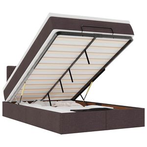 vidaXL Estructura de cama otomana colch&oacute;n tela marr&oacute;n oscuro 120x190cm