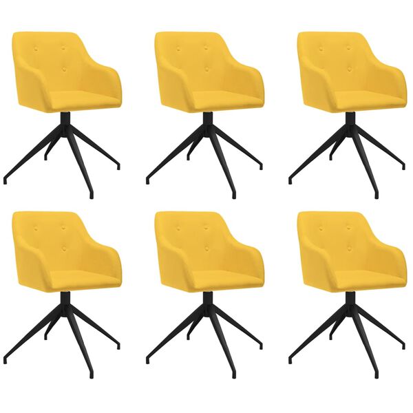 vidaXL Sillas de comedor giratorias 6 unidades tela amarillo