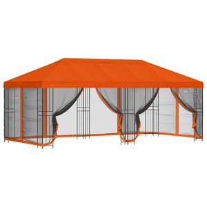 vidaXL Gazebo con paredes laterales 6 x 3 m Naranja Poli&eacute;ster y Acero