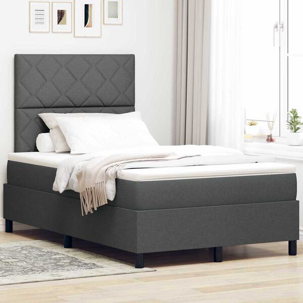 vidaXL Cama tipo Box Spring con colch&oacute;n Gris oscuro 120 x 190 cm tela