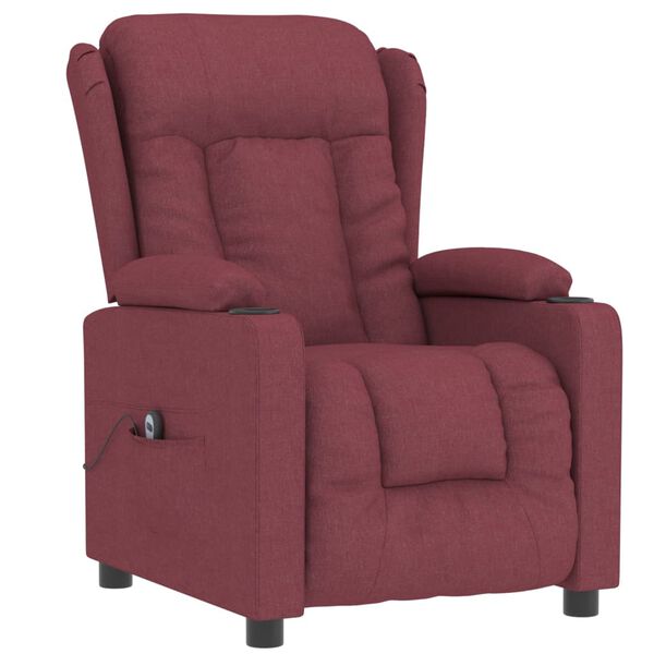 vidaXL Sill&oacute;n reclinable el&eacute;ctrico tela rojo tinto