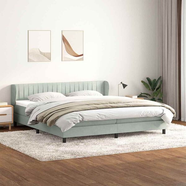 vidaXL Cama box spring con colchones terciopelo gris claro 180x210 cm