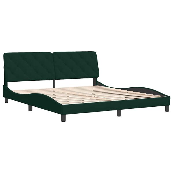 vidaXL Estructura cama sin colch&oacute;n terciopelo verde oscuro 180x200 cm