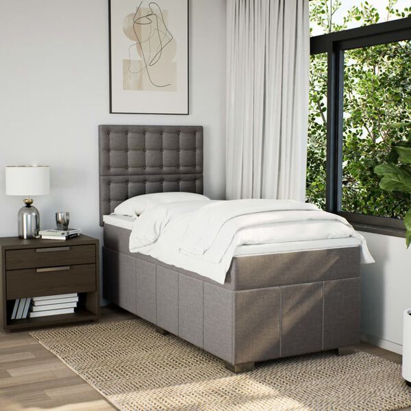 vidaXL Cama box spring con colch&oacute;n tela gris taupe 80x200 cm