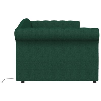 vidaXL Sofá cama USB de tela verde oscuro 90x200 cm