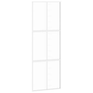 vidaXL Puerta corredera vidrio templado y aluminio blanca 76x205 cm