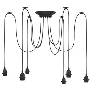 vidaXL L&aacute;mpara colgante con 6 portal&aacute;mparas E27 metal negro