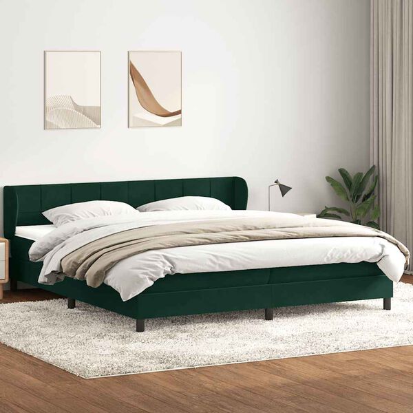 vidaXL Cama box spring con colchones terciopelo verde oscuro 200x210cm