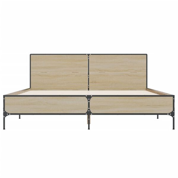 vidaXL Estructura cama madera ingeniería metal roble Sonoma 120x190 cm