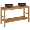 vidaXL Mueble tocador madera teca maciza con lavabos de m&aacute;rmol negro