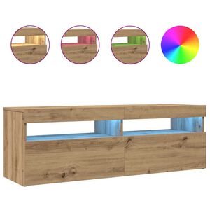 vidaXL Mueble de TV luces LED madera roble artisan 120x35x40 cm