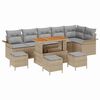vidaXL Conjunto de sof&aacute;s de jard&iacute;n 10 uds. Beige rat&aacute;n sint&eacute;tico