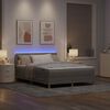 vidaXL Cama Box Spring LED con colch&oacute;n con LED Taup&eacute; 140 x 200 cm tela
