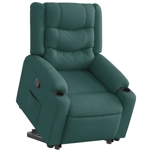 vidaXL Sill&oacute;n reclinable elevable tela verde oscuro